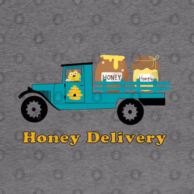 Cute, Funny, Honey Bee Driving Truck, Bee Delivering Honey by 1FunLife